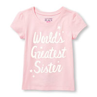 Toddler Girls Short Sleeve 'World's Greatest Sister' Graphic Tee