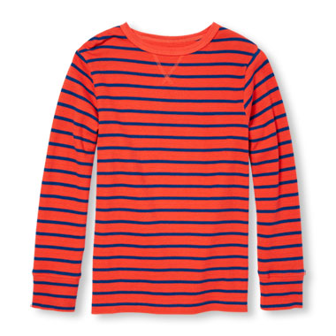 Boys Long Sleeve Striped Thermal Top