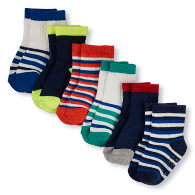 Toddler Boys Striped And Solid Midi Socks 6-Pack