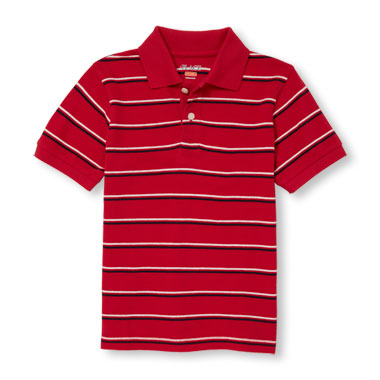 Boys Short Sleeve Striped Polo