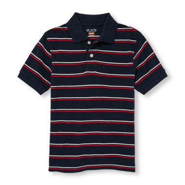 Boys Short Sleeve Striped Polo