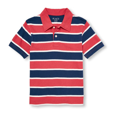 Boys Short Sleeve Striped Polo