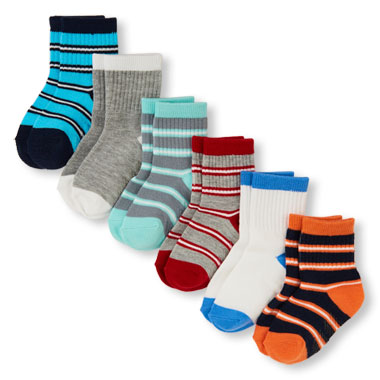 Toddler Boys Solid And Striped Midi Sock 6-Pack