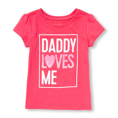 Toddler Girls Short Sleeve Glitter 'Daddy Loves Me' Graphic Tee