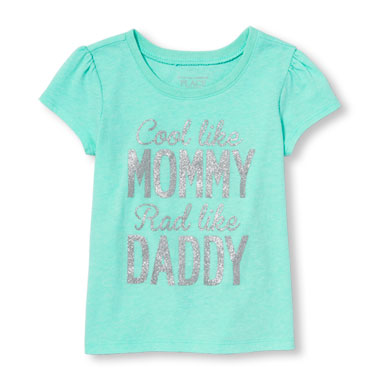 Toddler Girls Short Sleeve Glitter 'Cool Like Mommy Rad Like Daddy ...