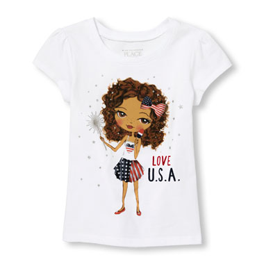 Toddler Girls Americana Short Sleeve Glitter 'Love U.S.A.' Fashionista ...