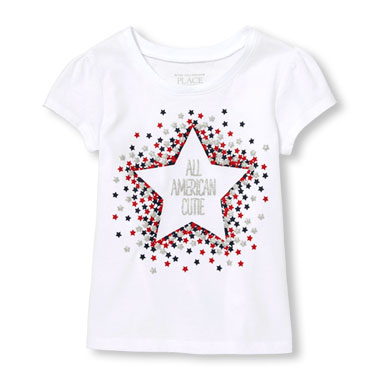 Toddler Girls Americana Short Sleeve Glitter 'All American Cutie' Star ...