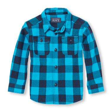 Toddler Boys Long Sleeve Checkered Flannel Button-Down Shirt