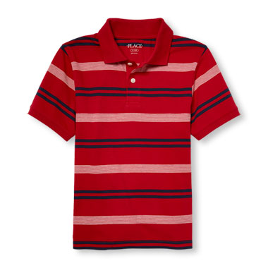 Boys Short Sleeve Striped Jersey Polo