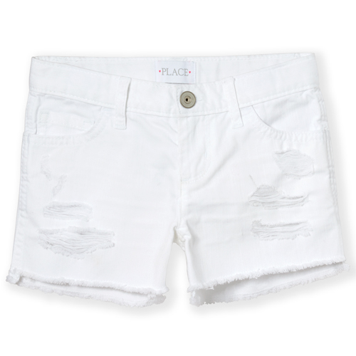 

s Distressed Denim Shortie Shorts - White - The Children's Place