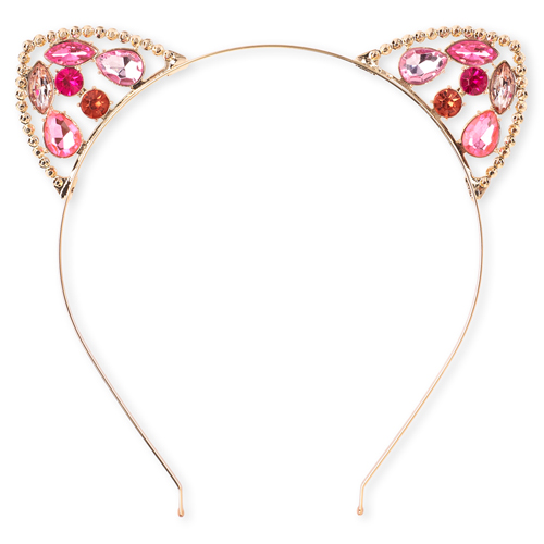 

Girls Jeweled Cat Ears Metal Headband - Metallic - The Children's Place