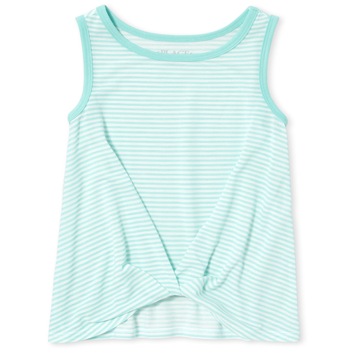 

Girls Striped Twist Front Tank Top - Blue - The Children's Place