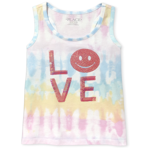 

Girls Embellished Love Tie Dye Racerback Tank Top - Multi - The Children's Place