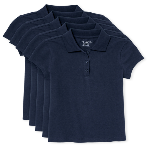 

s Uniform Pique Polo 5-Pack - Blue - The Children's Place