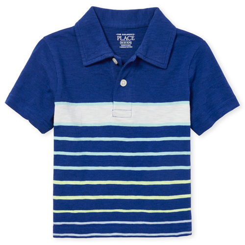 

s Baby And Toddler Boys Striped Jersey Polo - Blue - The Children's Place