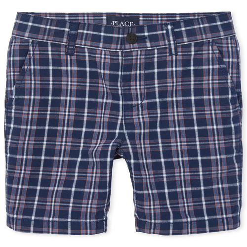 

s Boys Plaid Chino Shorts - Orange - The Children's Place