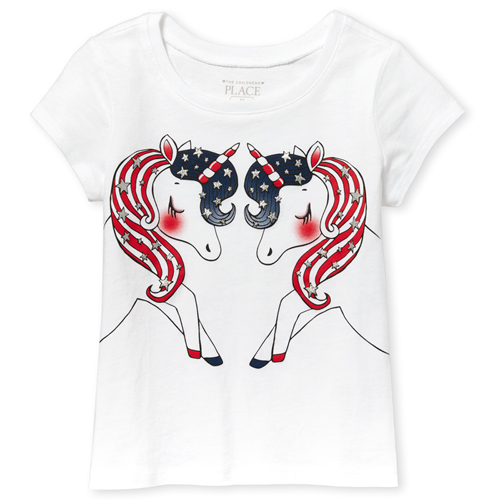 

s Baby And Toddler Americana Unicorn Graphic Tee - White T-Shirt - The Children's Place