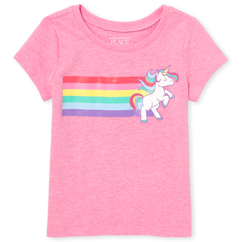 

s Baby And Toddler Glitter Rainbow Unicorn Graphic Tee - Pink T-Shirt - The Children's Place