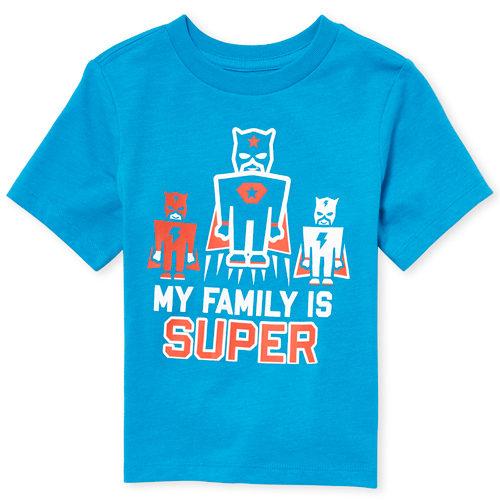 

s Baby And Toddler Boys Super Family Graphic Tee - Blue T-Shirt - The Children's Place