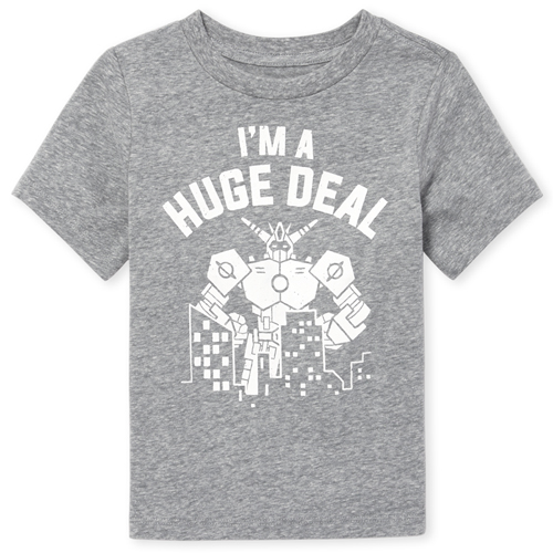 

s Baby And Toddler Boys Huge Deal Graphic Tee - Gray T-Shirt - The Children's Place