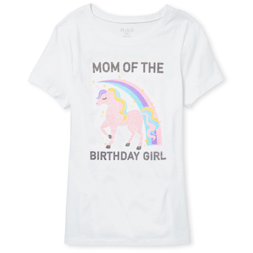 

Womens Mommy And Me Glitter Birthday Unicorn Graphic Tee - White T-Shirt - The Children' Place