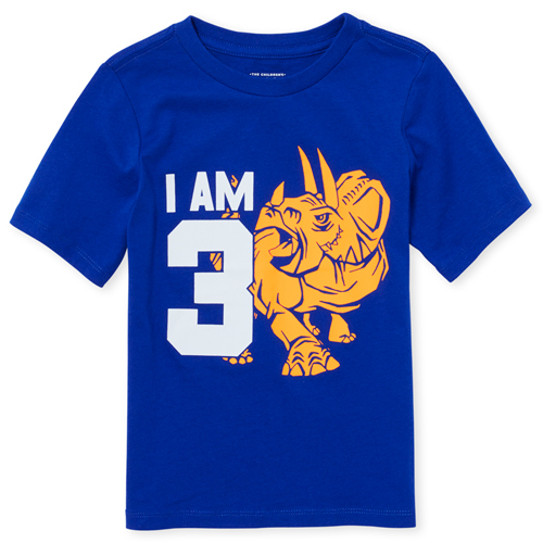 

s Baby And Toddler Boys 3 Triceratops Birthday Graphic Tee - Blue T-Shirt - The Children's Place