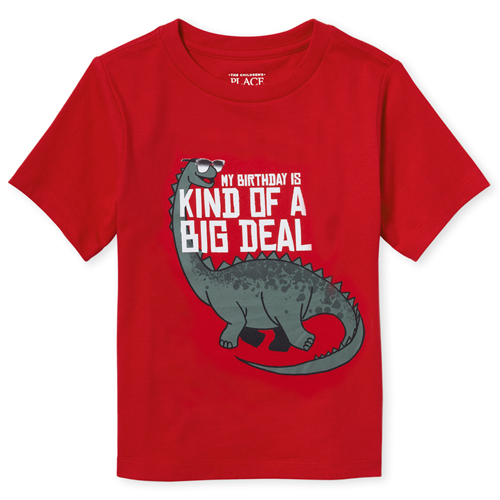 

s Baby And Toddler Boys Birthday Dino Graphic Tee - Red T-Shirt - The Children's Place