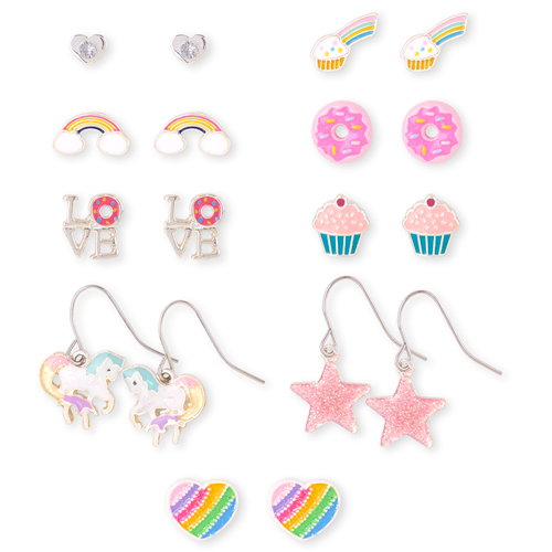 

Girls Glitter Rainbow Unicorn Earrings 9-Pack - Multi - The Children's Place