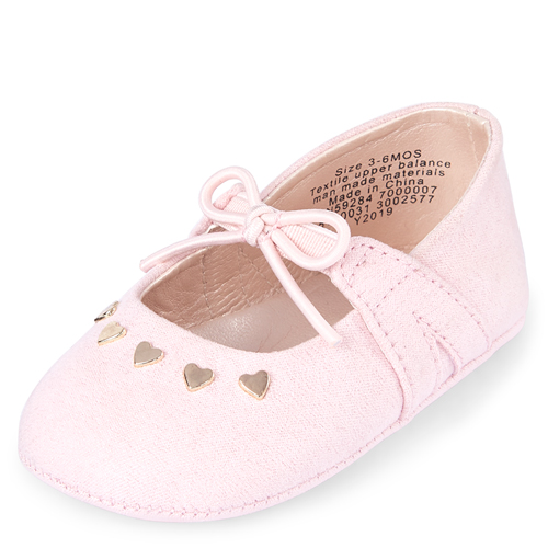 

Newborn Baby Heart Studded Ballet Flats - Pink - The Children's Place