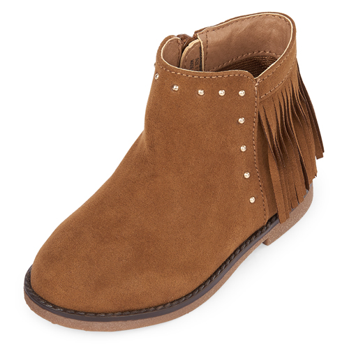 

s Toddler Studded Fringe Booties - Brown - The Children's Place