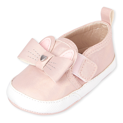 

Newborn Baby Iridescent Bow Cat Ears Slip On Sneakers - Pink - The Children's Place