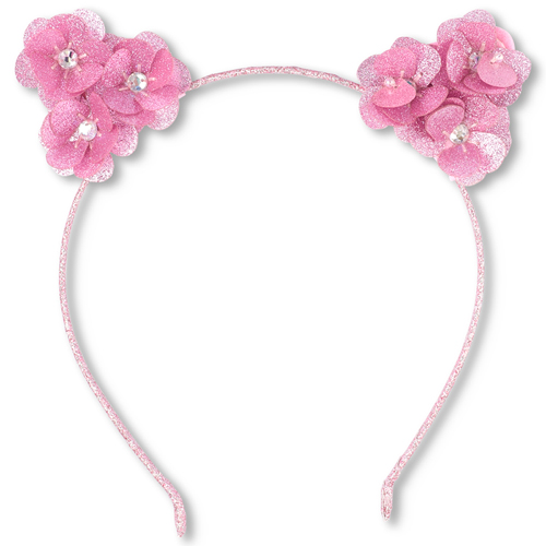 

Girls Paillette Flower Cat Ears Headband - Pink - The Children's Place