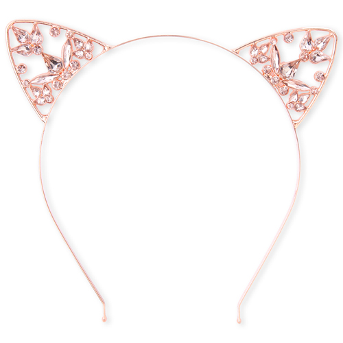 

Girls Jeweled Cat Ears Metal Headband - Metallic - The Children's Place