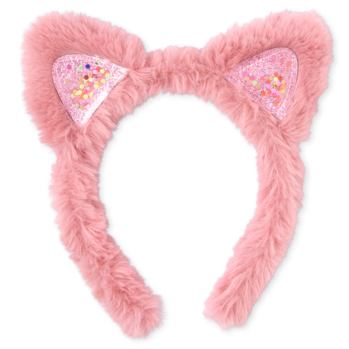 

Girls Shakey Cat Ears Faux Fur Headband - Pink - The Children's Place