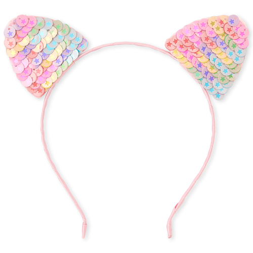 

Girls Paillette Star Cat Ears Headband - Pink - The Children's Place