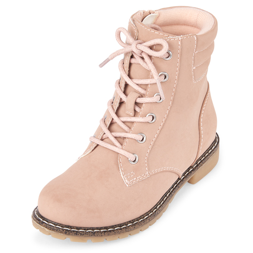 

Girls Lace Up Boots - Pink - The Children's Place