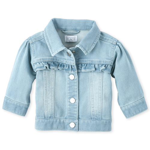 

Newborn Baby Ruffle Denim Jacket - Blue - The Children's Place