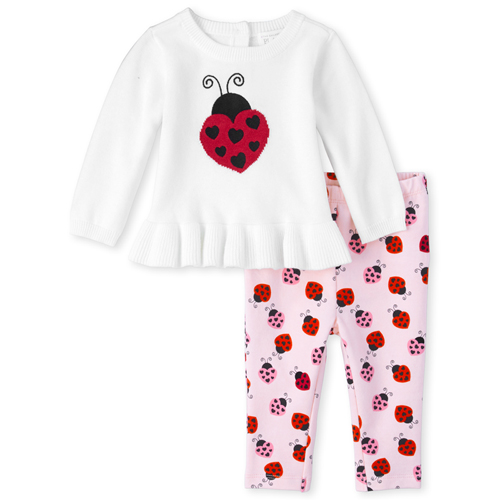 

Newborn Baby Ladybug Leggings Set - White - The Children's Place