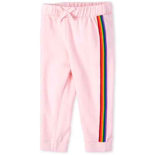 

Baby Girls Baby And Toddler Active Side Stripe French Terry Jogger Pants - Pink - The Children's Place