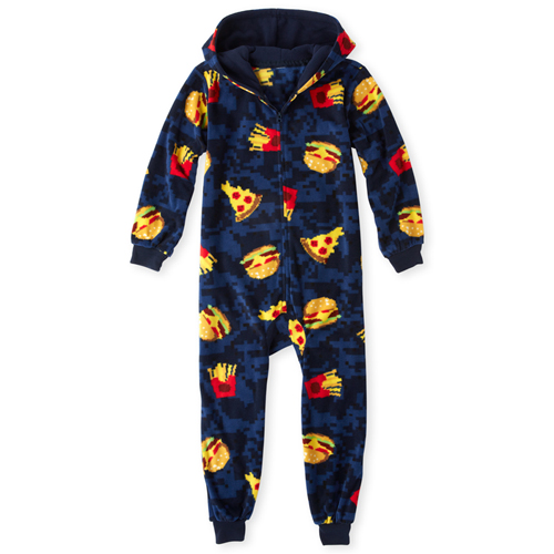 

s Boys Food Fleece One Piece Pajamas - Blue - The Children's Place