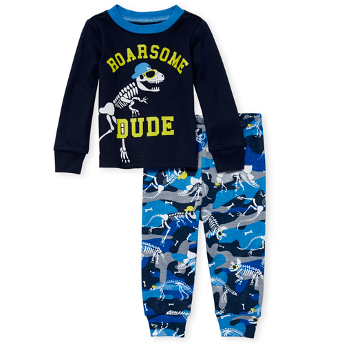 

s Baby And Toddler Boys Dino Snug Fit Cotton Pajamas - Blue - The Children's Place