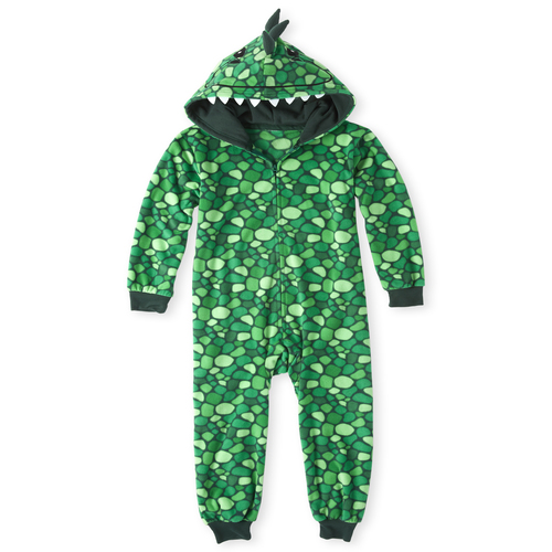 

s Boys Matching Family Dino Fleece One Piece Pajamas - Green - The Children's Place