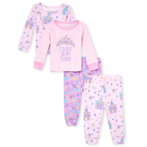 

s Baby And Toddler Tiara Castle Snug Fit Cotton 4-Piece Pajamas - Pink - The Children's Place