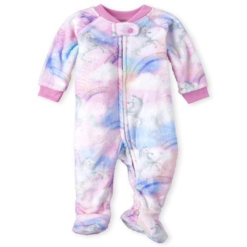 

s Baby And Toddler Mommy And Me Unicorn Rainbow Matching Fleece One Piece Pajamas - White - The Children's Place