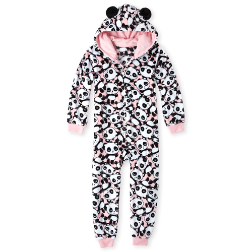 

s Panda Fleece One Piece Pajamas - Pink - The Children's Place