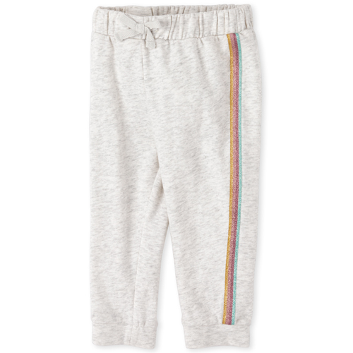 

Baby Girls Baby And Toddler Active Side Stripe Fleece Jogger Pants - Gray - The Children's Place