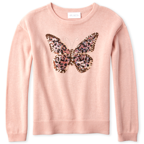 

Girls Sequin Graphic Sweater - Pink - The Children's Place