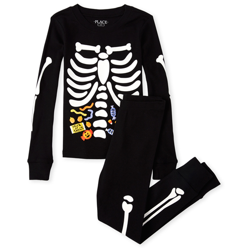 

s Unisex Kids Halloween Costume Glow Skeleton Snug Fit Cotton Pajamas - Black - The Children's Place