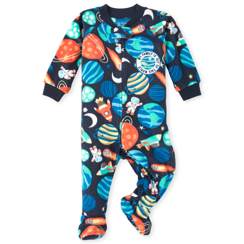 

s Baby And Toddler Boys Outer Space Fleece One Piece Pajamas - Blue - The Children's Place