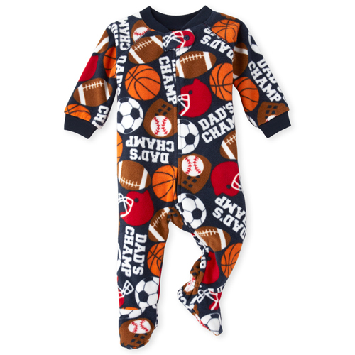 

s Baby And Toddler Boys Dad Sports Fleece One Piece Pajamas - Blue - The Children's Place